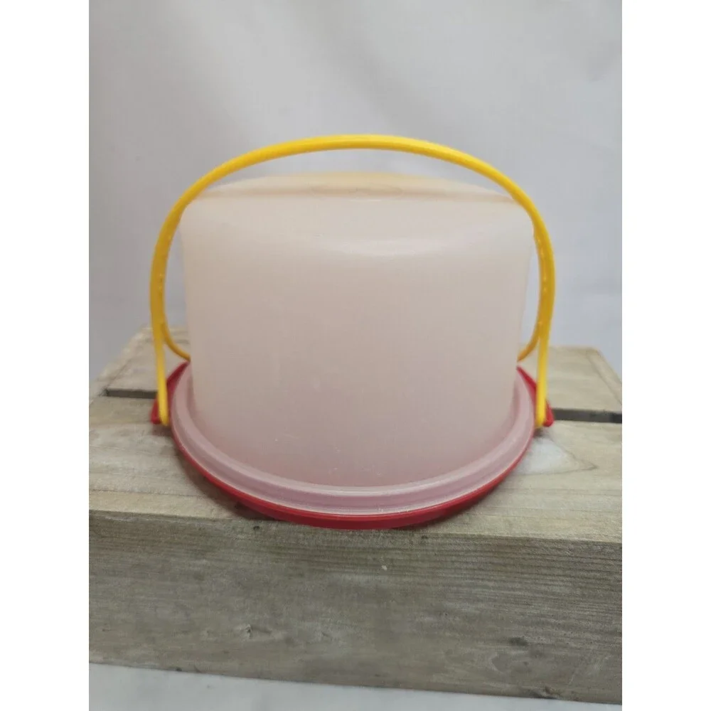 Vintage Tupperware Tuppertoys 1498 Single Cup Cake Taker with Carolier Mini Red